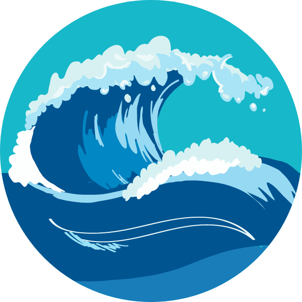 Icon with graphic of an ocean wave.