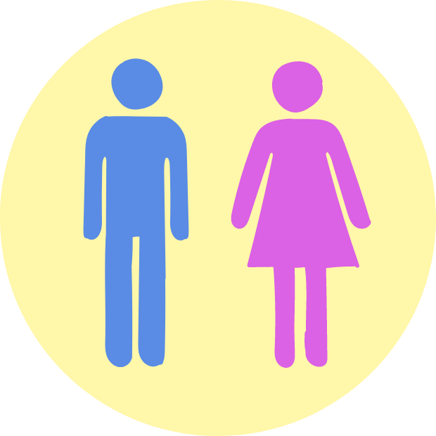 Icon with graphic of a male and female bathroom figures