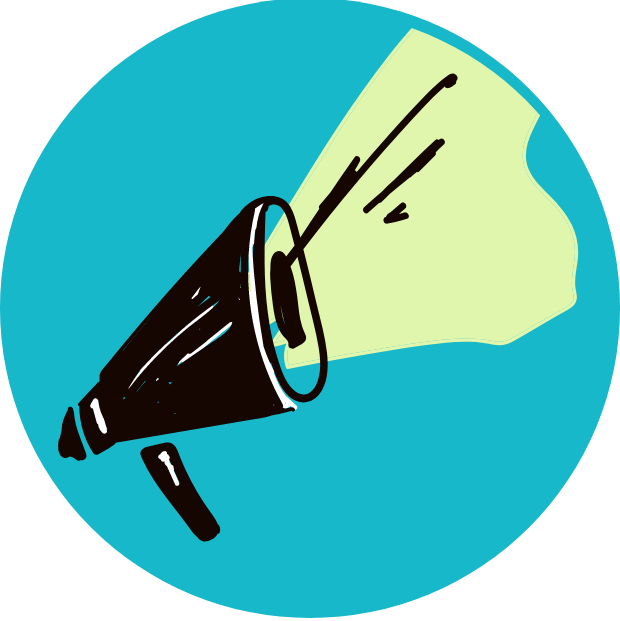 Icon with graphic of a megaphone.