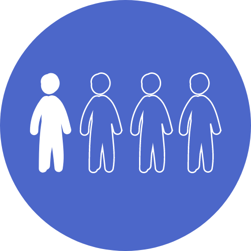 Icon showing a graphic of one out of four people coloured in